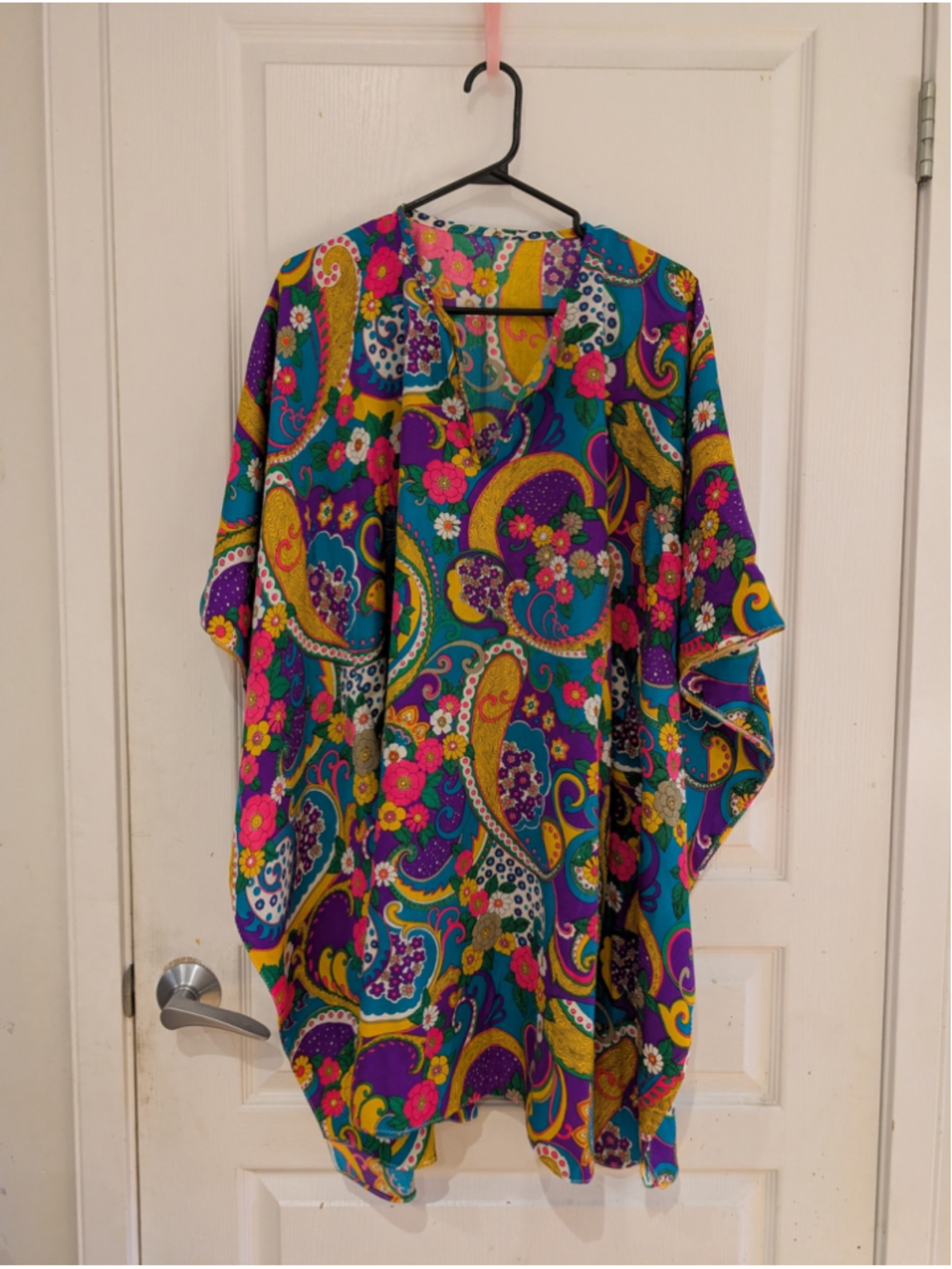 Women's Unbranded Kaftan M Blue Purple Floral Paisley Print